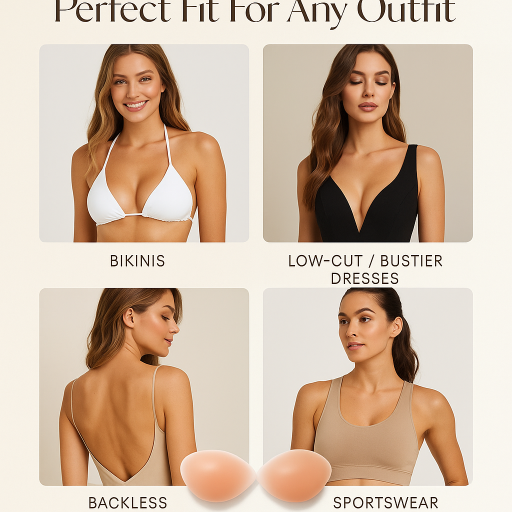 Instant Push-Up Sticky Bra Inserts – Double-Sided Lift Pads for Bikinis & Bras